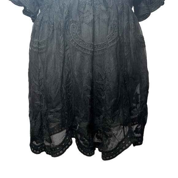 Like new The Impeccable Pig Black Deep V Lace Romper or Mini Dress Size … - Picture 5 of 9